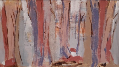 Mellom trærne. 70x40cm